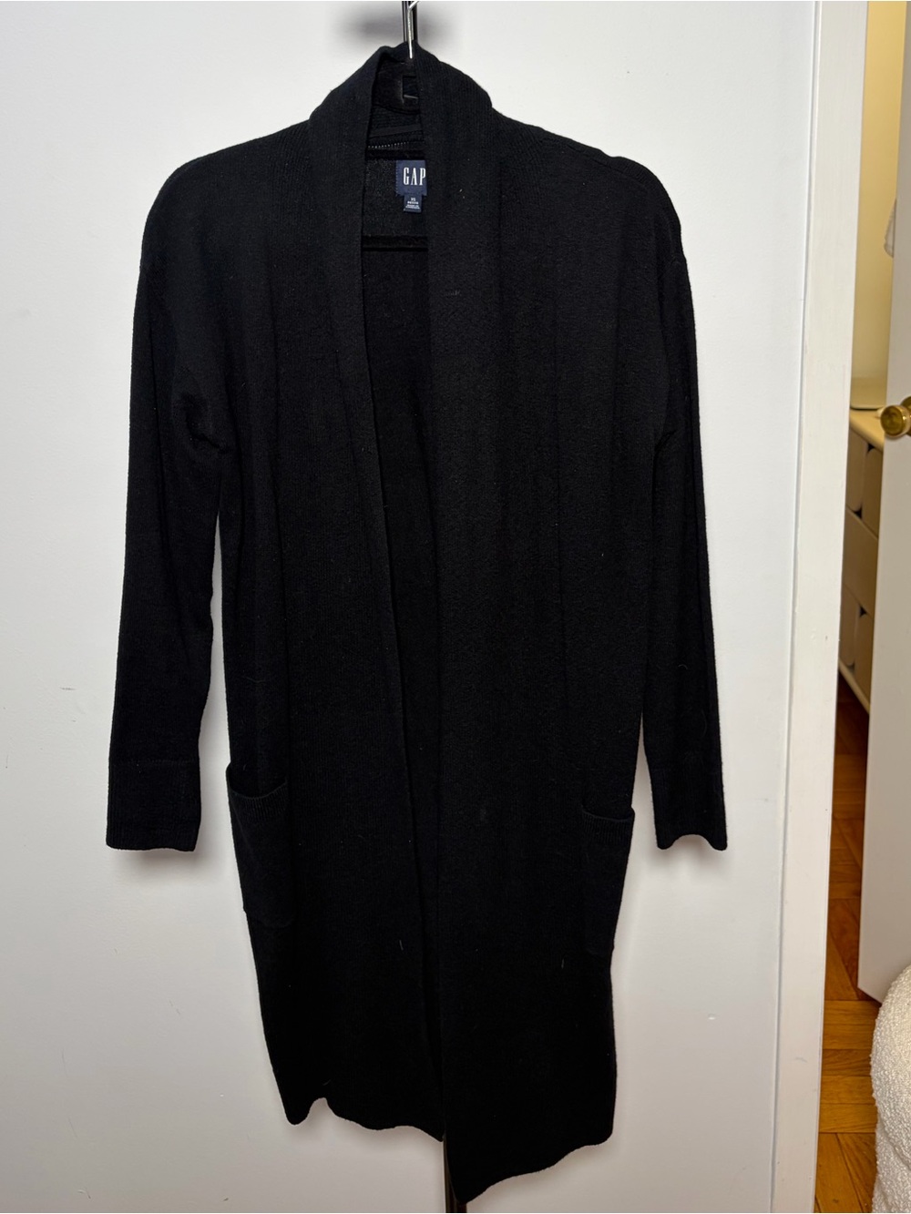GAP Black Long Open Cardigan Coatigan